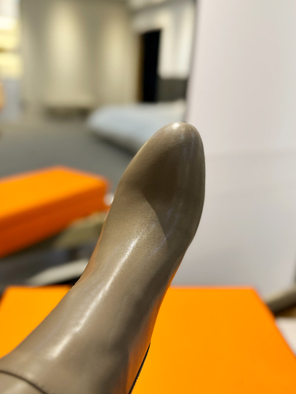 STORY BOOT 85MM IN PEANUT BROWN CALFSKIN