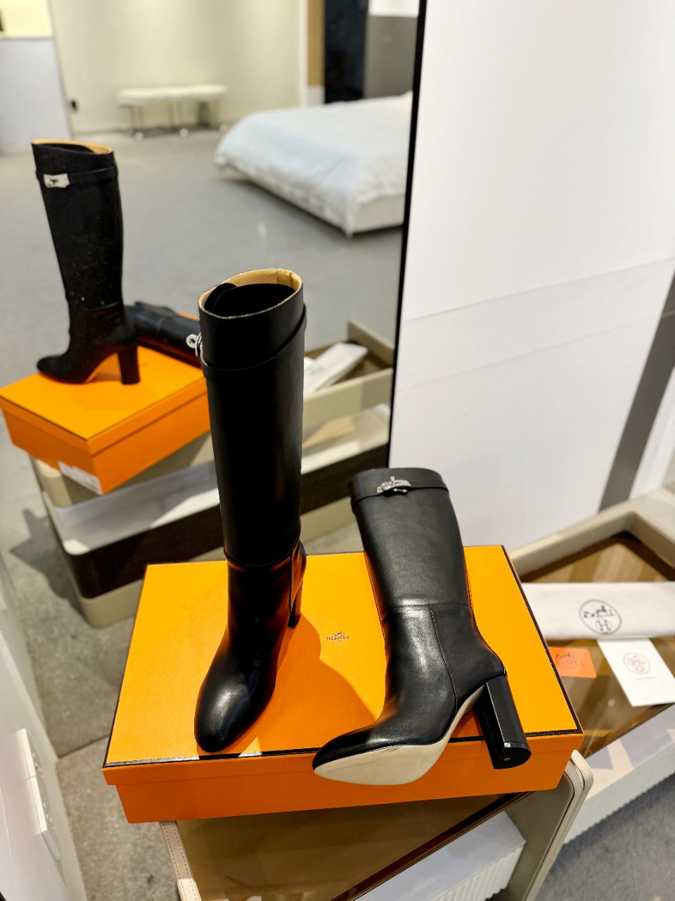 STORY BOOT 85MM IN BLACK CALFSKIN